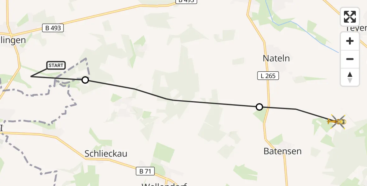 Flugroute Rettungshubschrauber Rätzlingen - Rosche, 31 August 2026, 11:41