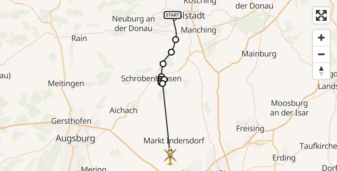 Flugroute Rettungshubschrauber Ingolstadt - Schwabhausen, 31 August 2026, 11:47