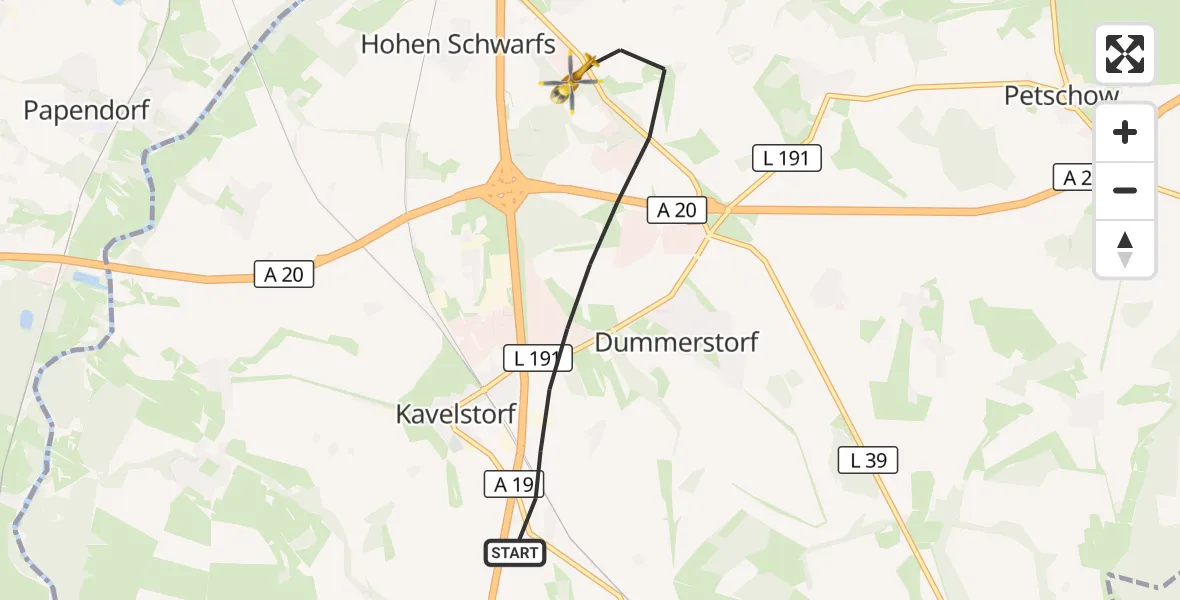 Flugroute Ambulanzhubschrauber Dummerstorf - Dummerstorf, 31 August 2026, 12:01