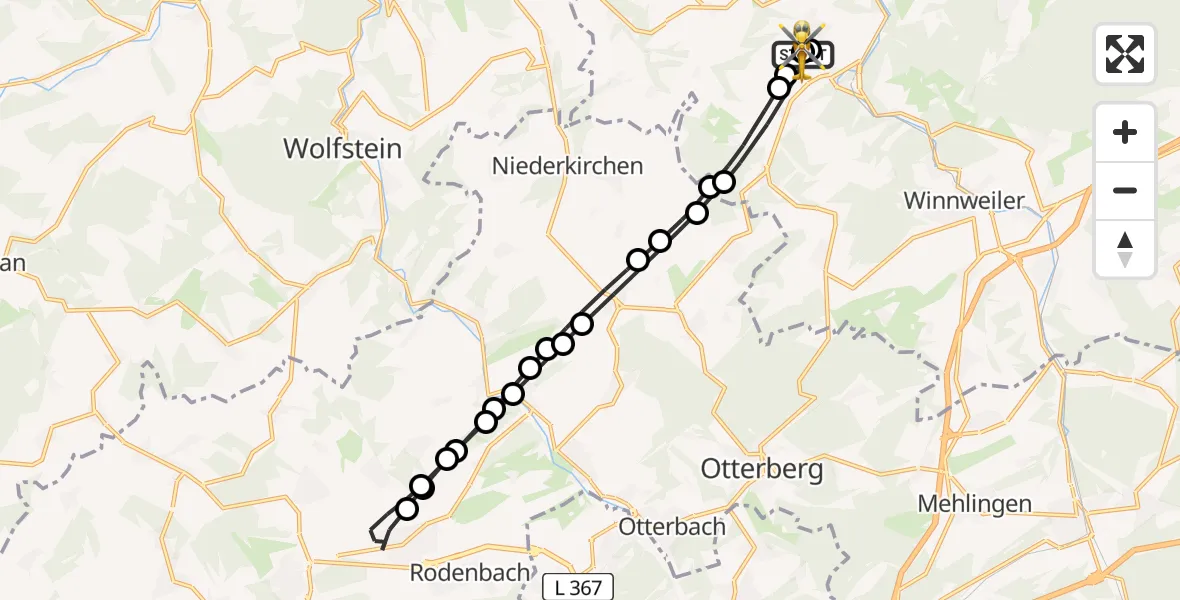 Flugroute Rettungshubschrauber Rockenhausen - Rockenhausen, 31 August 2026, 12:06