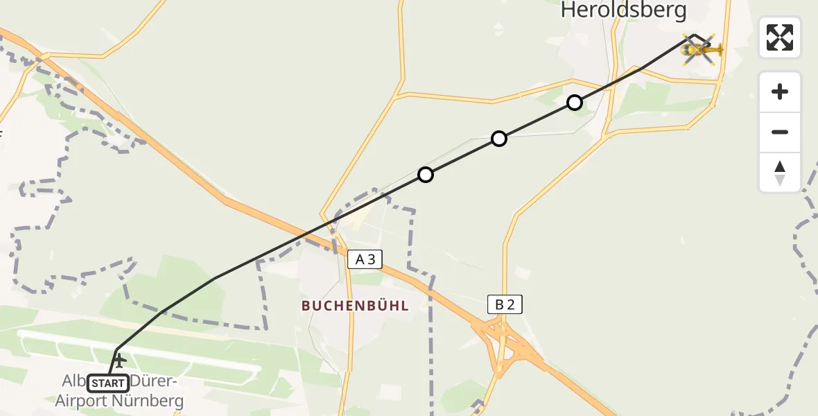 Flugroute Ambulanzhubschrauber Flughafen Nuremberg - Heroldsberg, 31 August 2026, 12:43