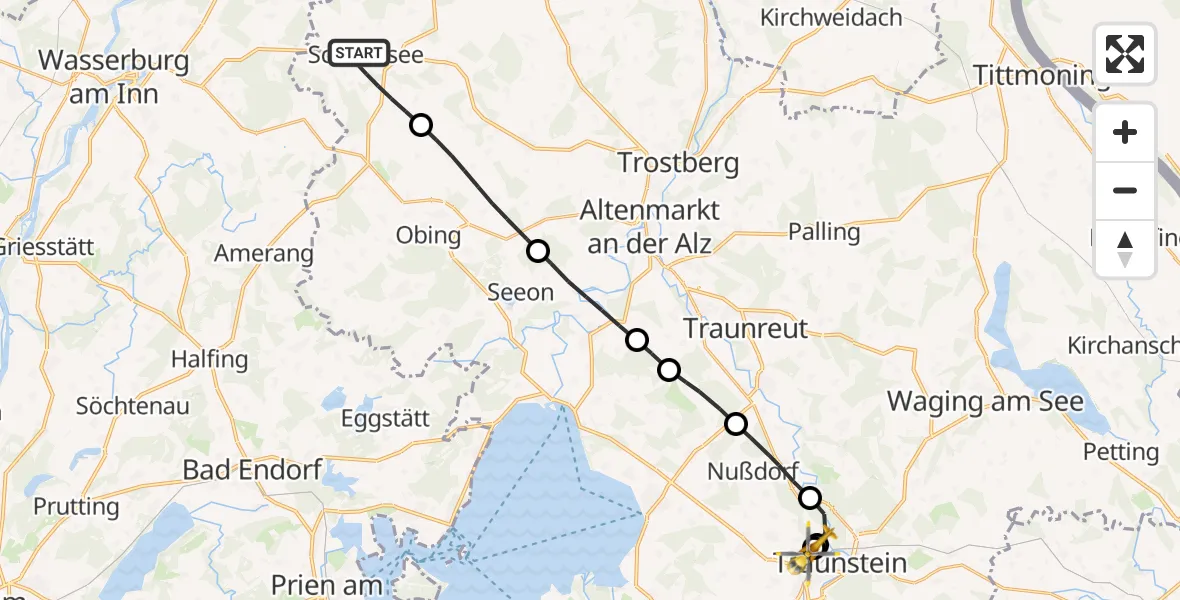 Flugroute Rettungshubschrauber Schnaitsee - Traunstein Hospital, 31 August 2026, 13:08