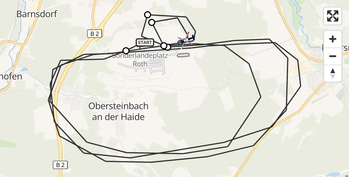 Flugroute Polizeihubschrauber Flugplatz Roth - Flugplatz Roth, 31 August 2026, 13:20