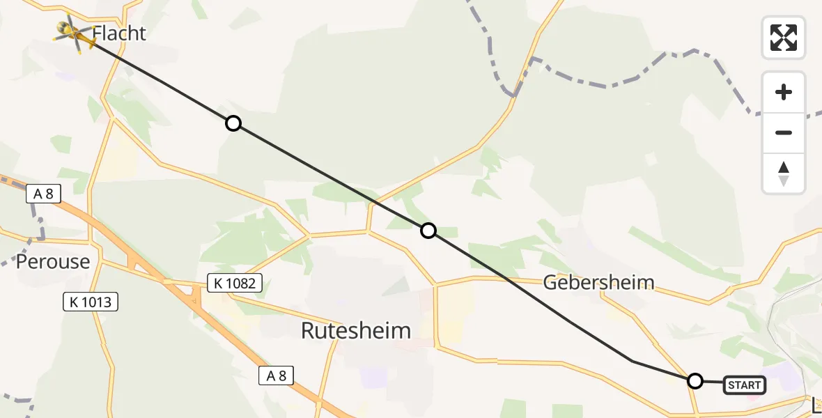 Flugroute Rettungshubschrauber Leonberg Hospital - Weissach, 31 August 2026, 13:28