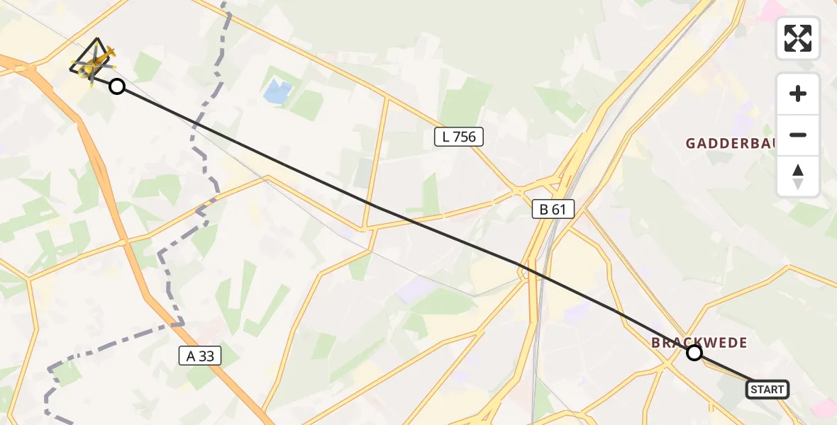 Flugroute Rettungshubschrauber Luftrettungszentrum Bielefeld - Steinhagen, 31 August 2026, 13:59