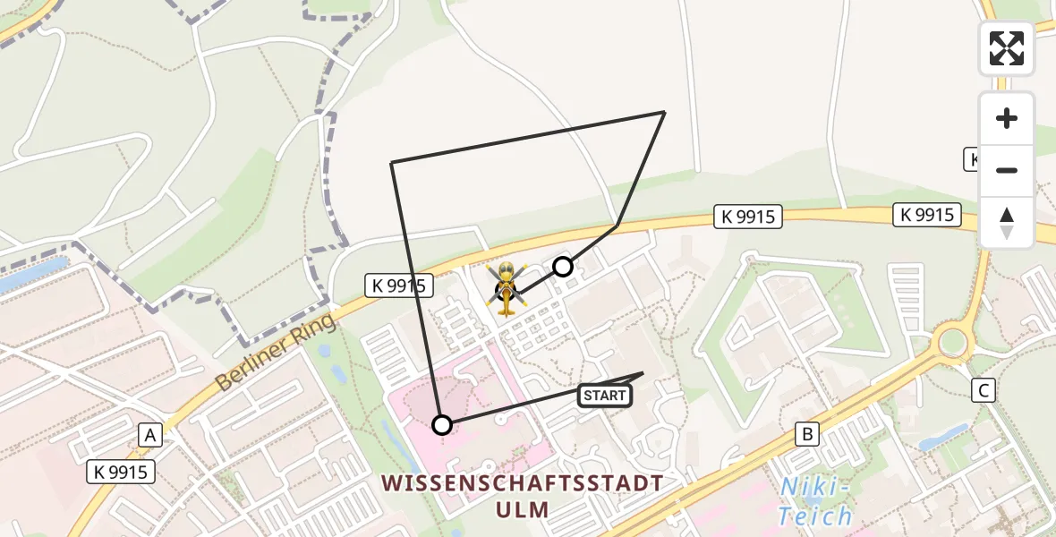 Flugroute Rettungshubschrauber Ulm Military Hospital Emergency - ADAC Air Rescue Station Ulm (Christoph 22), 31 August 2026, 14:13
