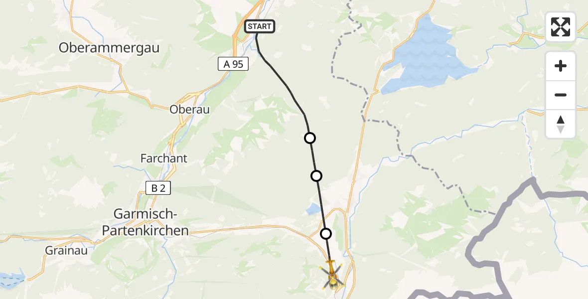 Flugroute Rettungshubschrauber Eschenlohe - Mittenwald, 31 August 2026, 14:39