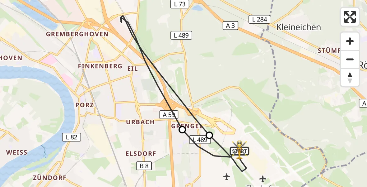 Flugroute Ambulanzhubschrauber Köln Bonn Flughafen - Köln Bonn Flughafen, 31 August 2026, 15:21