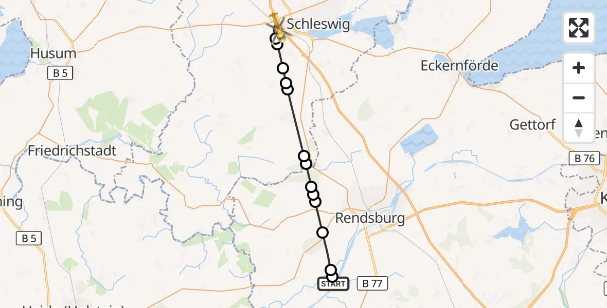 Flugroute Ambulanzhubschrauber Hörsten - Schuby, 31 August 2026, 15:27