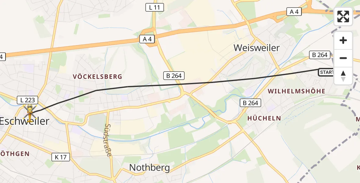 Flugroute Rettungshubschrauber Eschweiler - Eschweiler, 31 August 2026, 15:36