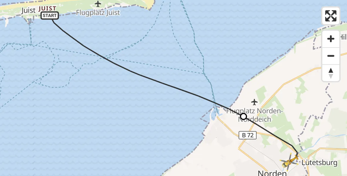 Flugroute Ambulanzhubschrauber Noordzee - Norden, 31 August 2026, 15:37