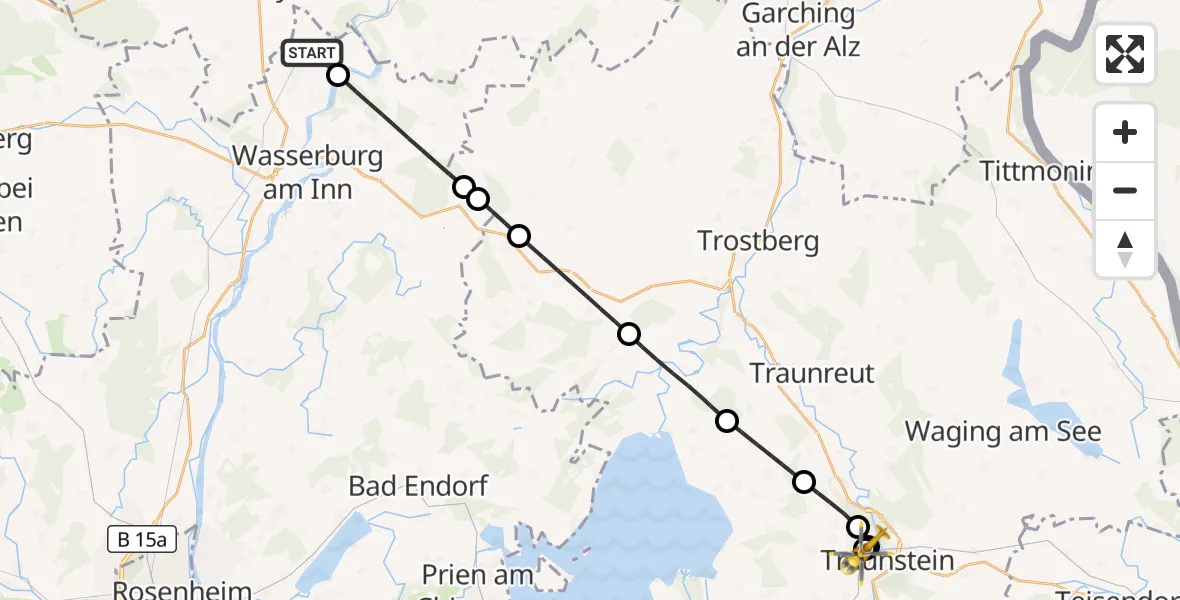 Flugroute Rettungshubschrauber Soyen - Traunstein Hospital, 31 August 2026, 15:49