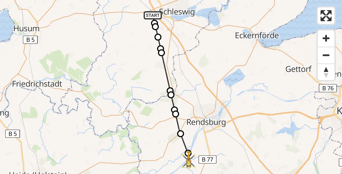 Flugroute Ambulanzhubschrauber Schuby - Hörsten, 31 August 2026, 16:08