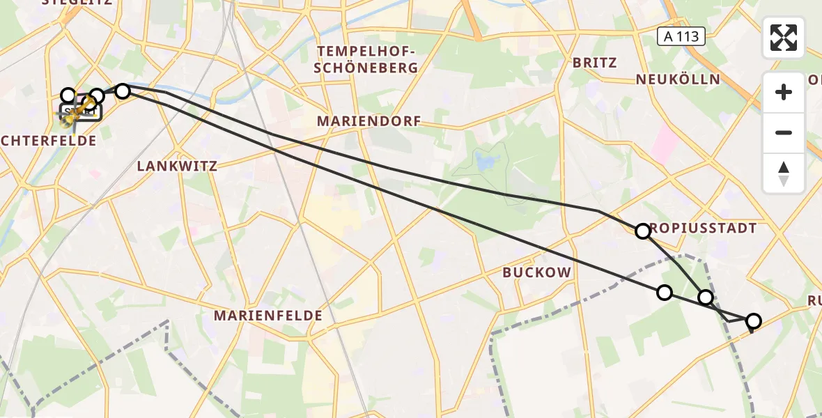 Flugroute Rettungshubschrauber Charité Clinic Benjamin Franklin Campus - Charité Clinic Benjamin Franklin Campus, 31 August 2026, 16:18