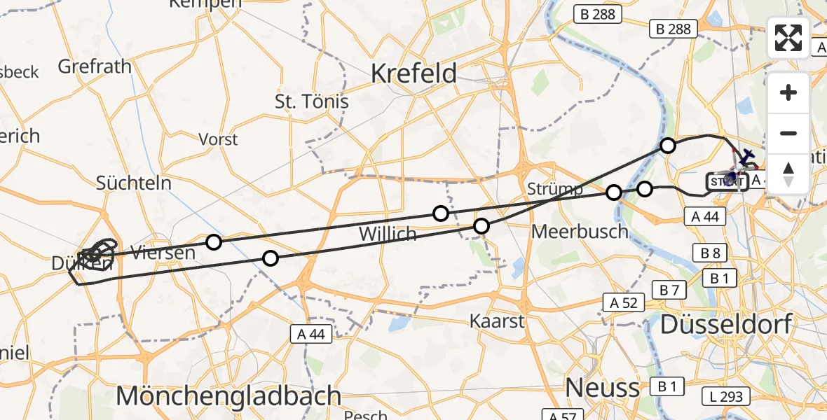 Flugroute Polizeihubschrauber Düsseldorf Flughafen - Düsseldorf Flughafen, 31 August 2026, 18:09