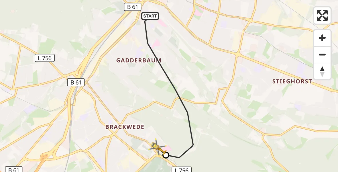 Flugroute Rettungshubschrauber Bielefeld - Luftrettungszentrum Bielefeld, 31 August 2026, 18:13