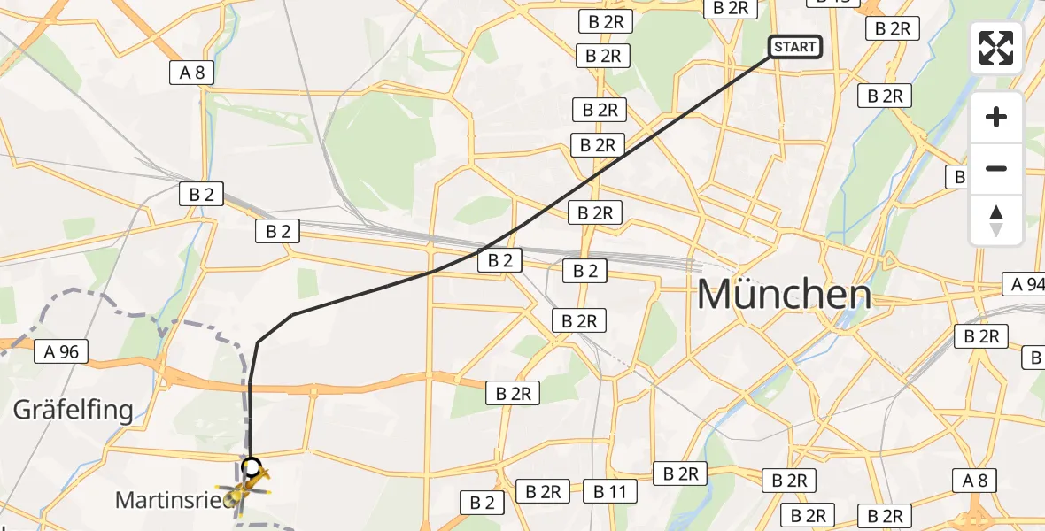 Flugroute Rettungshubschrauber München - DRF Air Rescue München Hubschrauberlandeplatz, 01 September 2026, 00:51