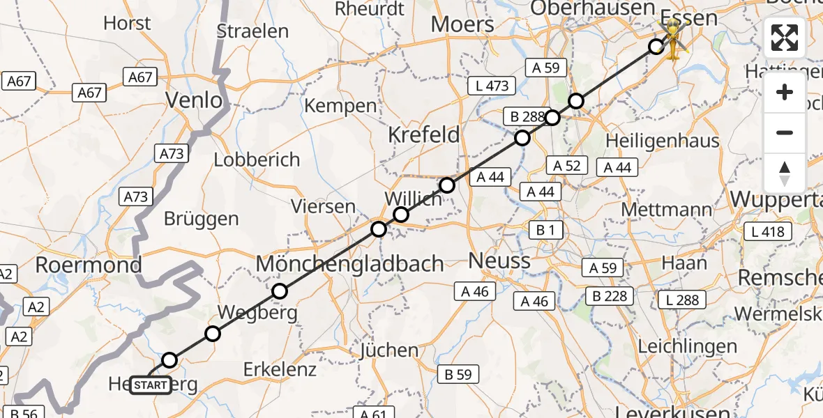 Flugroute Rettungshubschrauber Heinsberg - Essen, 01 September 2026, 03:37