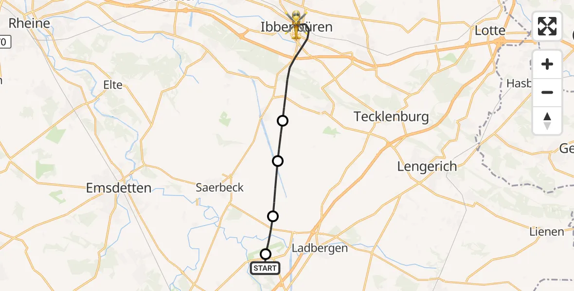 Flugroute Ambulanzhubschrauber Greven - Ibbenbüren, 01 September 2026, 04:53