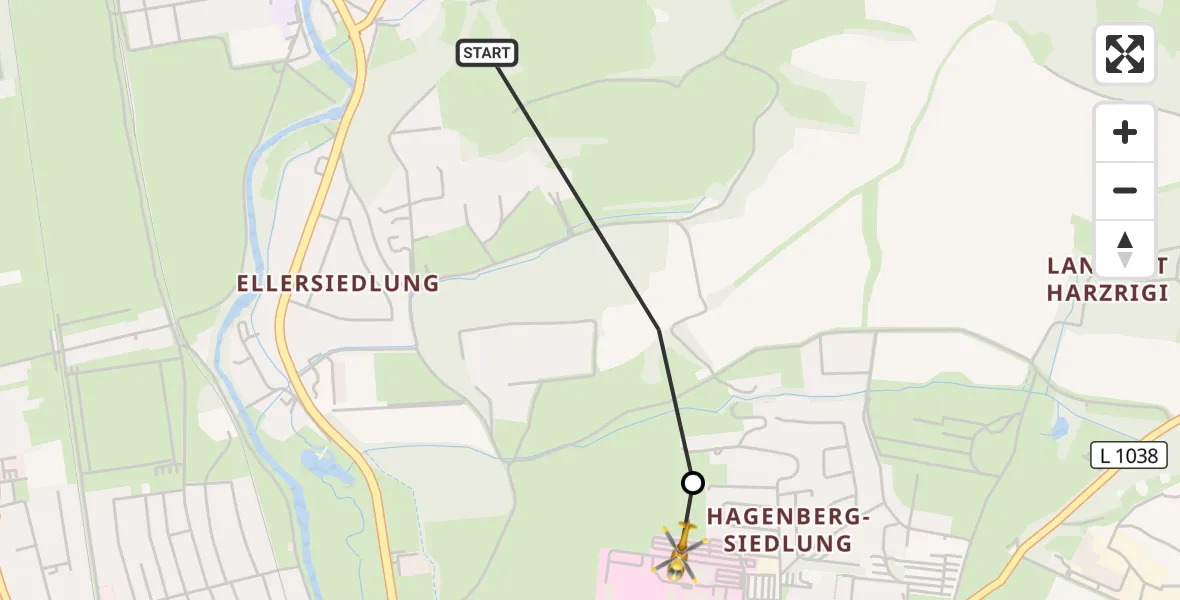 Flugroute Rettungshubschrauber Nordhausen - Südharz Hospital Nordhausen, 01 September 2026, 06:37