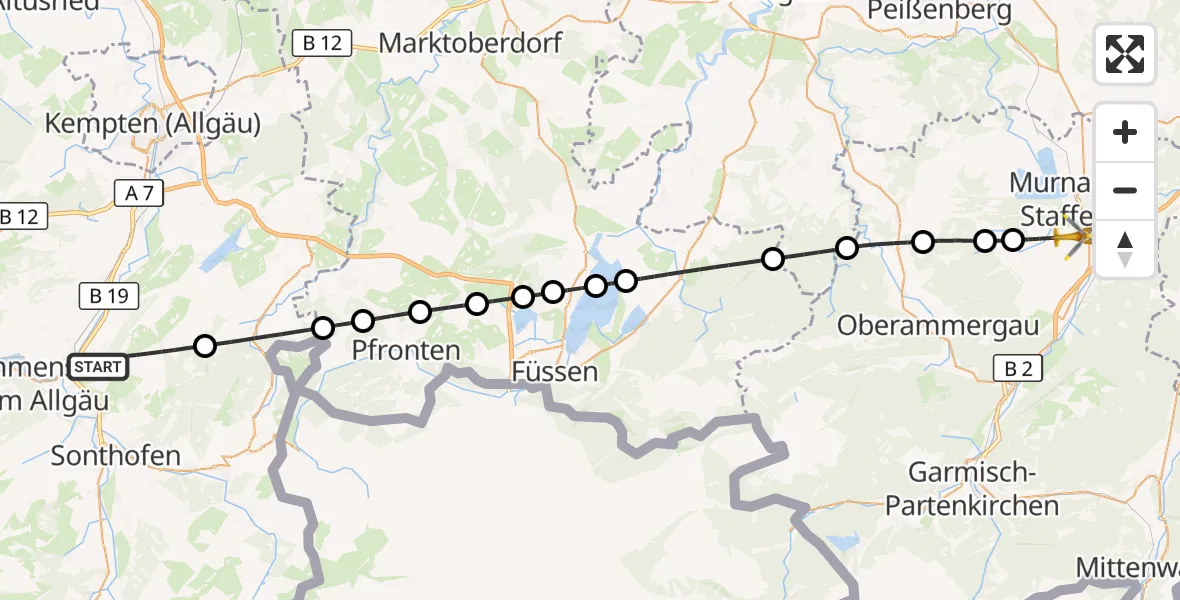 Flugroute Rettungshubschrauber Rettenberg - Murnau a.Staffelsee, 01 September 2026, 07:17