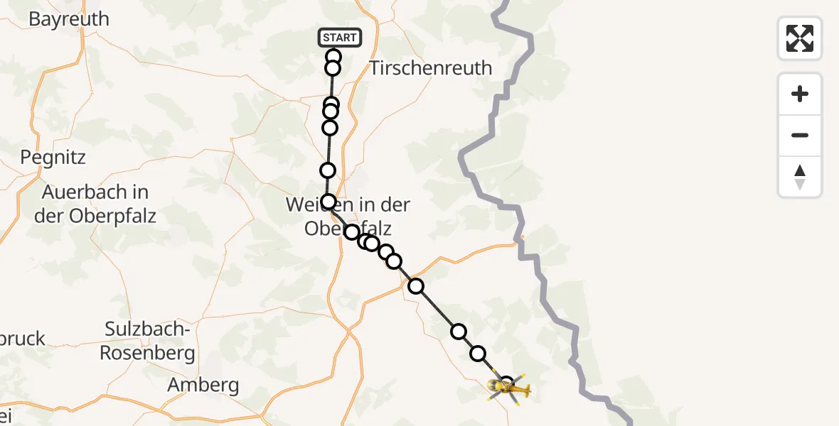 Flugroute Ambulanzhubschrauber Fuchsmühl - Winklarn, 01 September 2026, 08:13