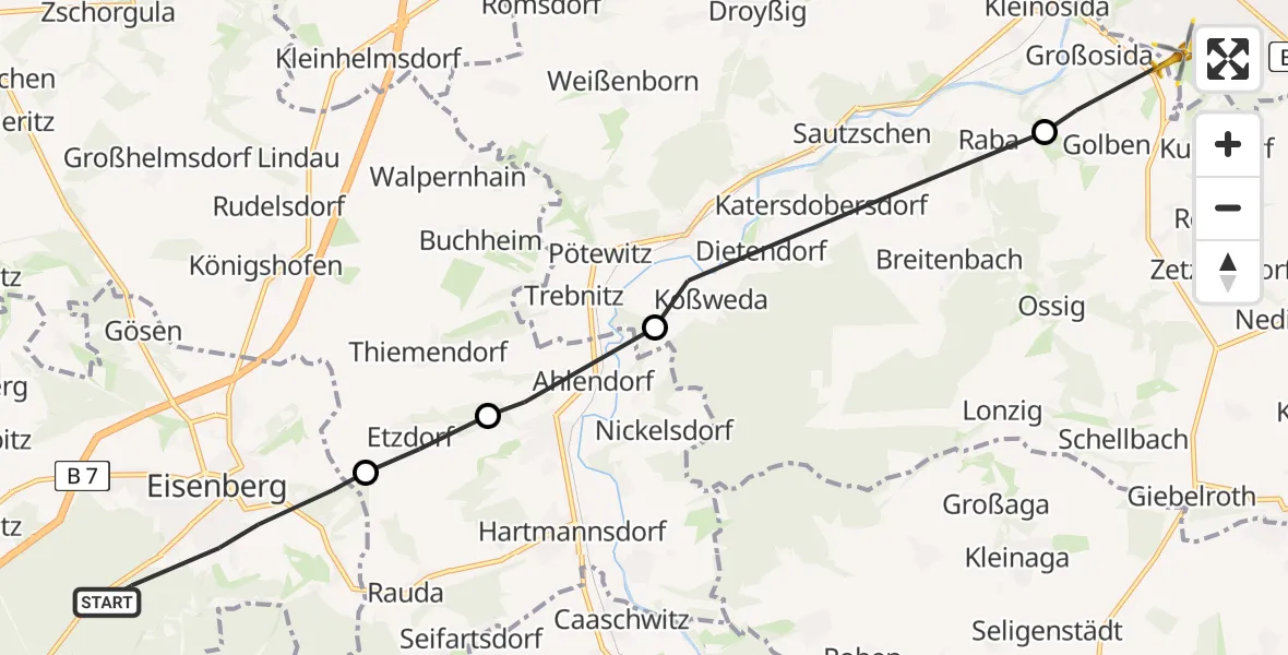 Flugroute Rettungshubschrauber Eisenberg - Zeitz, 01 September 2026, 08:31