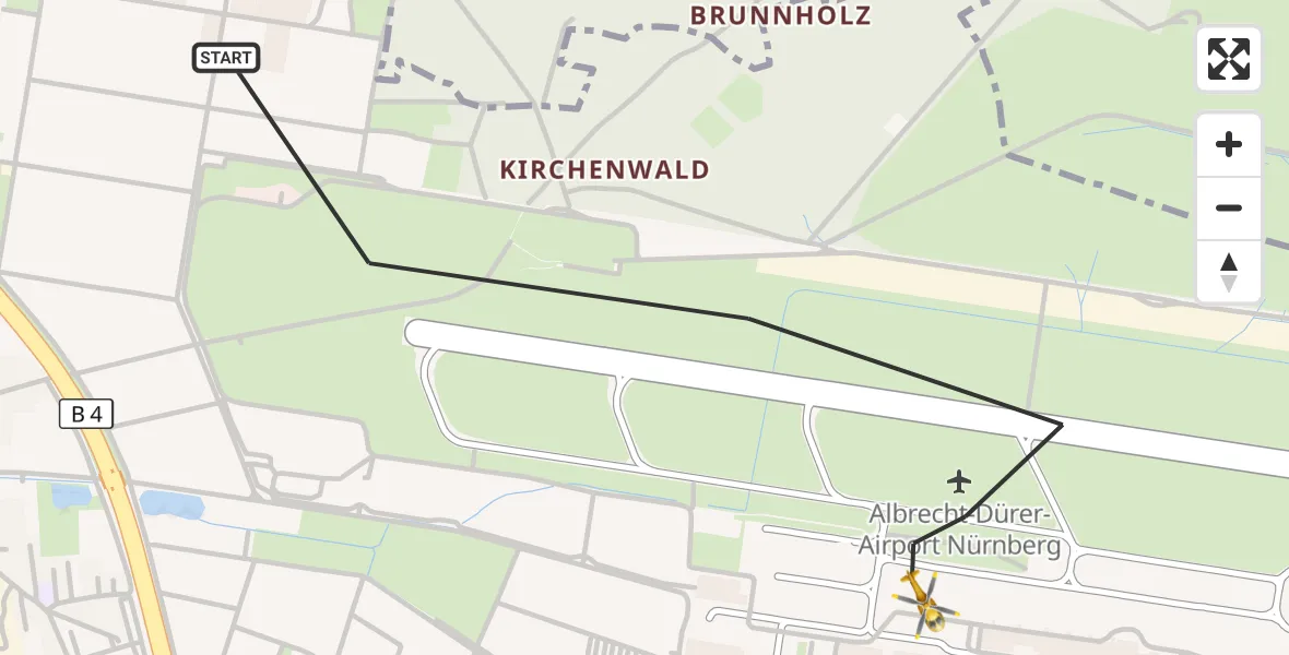 Flugroute Rettungshubschrauber Flughafen Nuremberg - Flughafen Nuremberg, 01 September 2026, 09:00