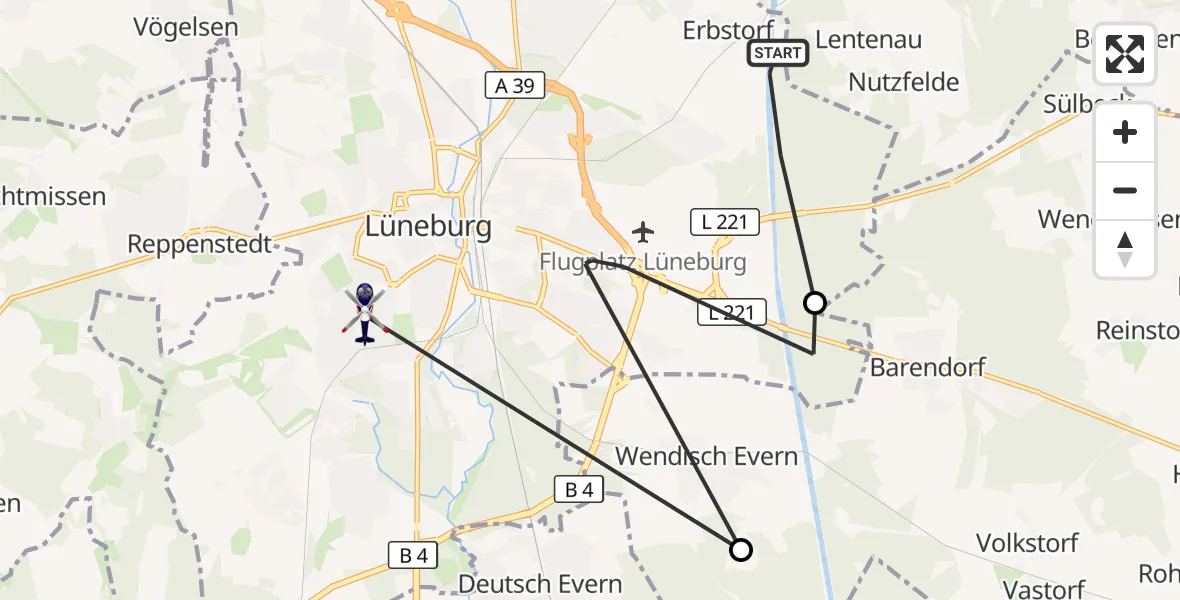 Flugroute Polizeihubschrauber Adendorf - Lüneburg, 01 September 2026, 09:17