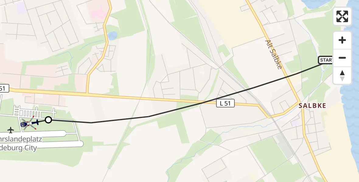 Flugroute Polizeihubschrauber Magdeburg - Magdeburg City Flugplatz, 01 September 2026, 09:34