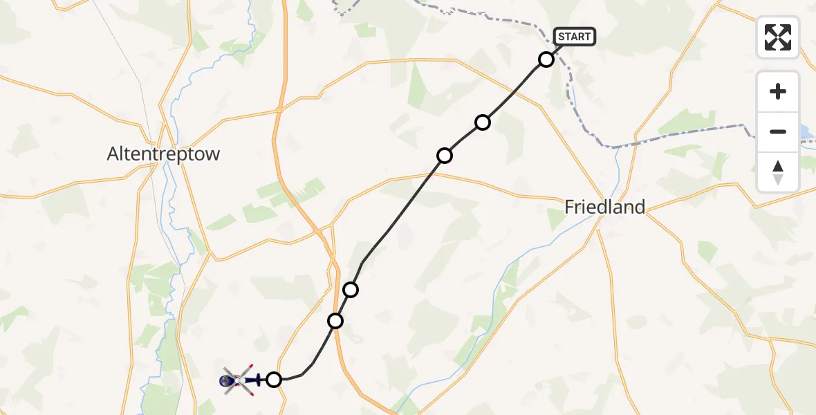 Flugroute Polizeihubschrauber Boldekow - Neubrandenburg Trollenhagen Flughafen, 01 September 2026, 10:14
