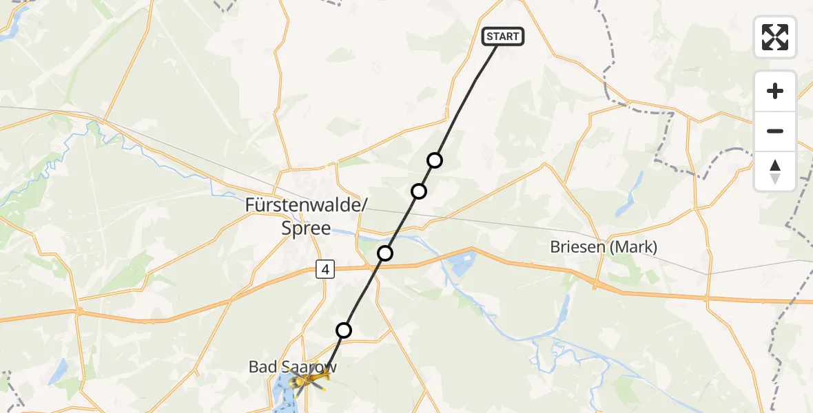 Flugroute Rettungshubschrauber Steinhöfel - Bad Saarow, 01 September 2026, 10:32