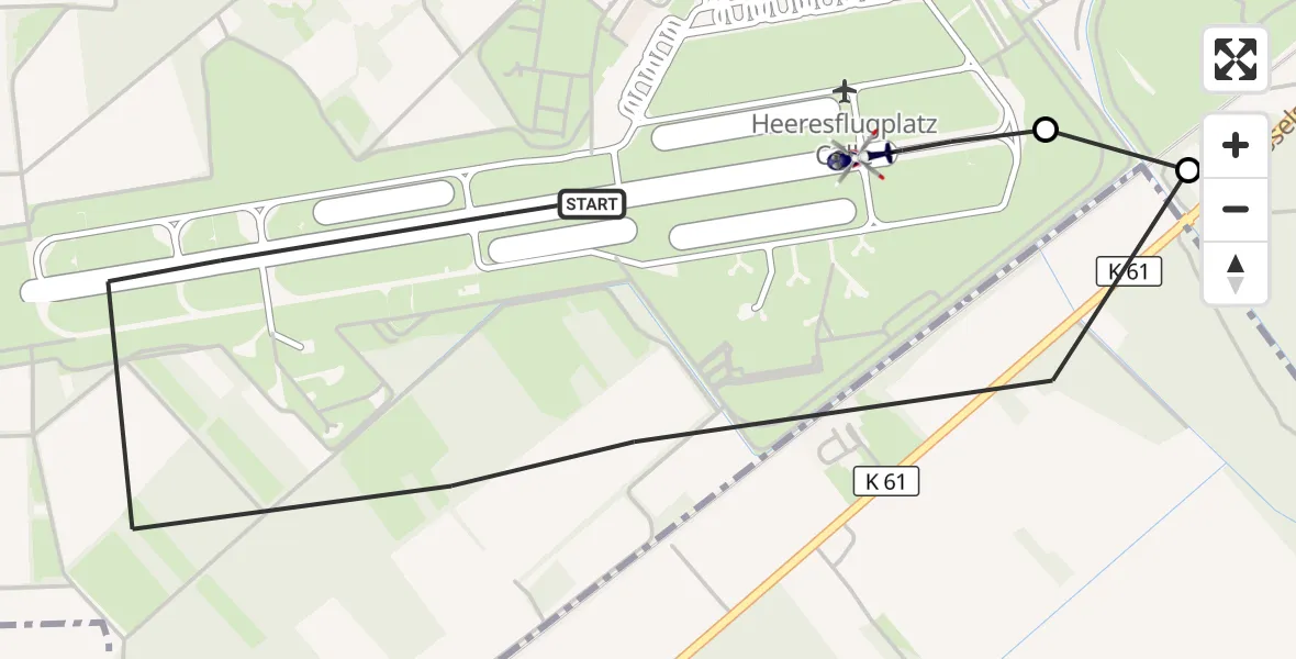 Flugroute Polizeihubschrauber Celle Army Flugplatz - Celle Army Flugplatz, 01 September 2026, 10:53