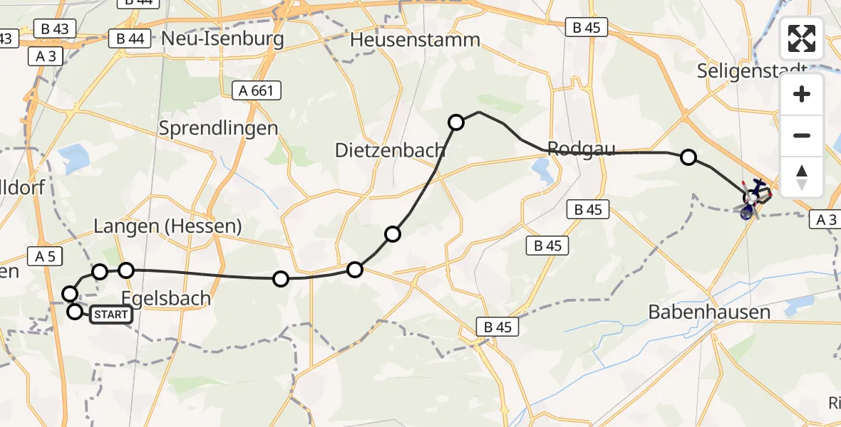 Flugroute Polizeihubschrauber Flughafen Frankfurt-Egelsbach - Mainhausen, 01 September 2026, 11:27