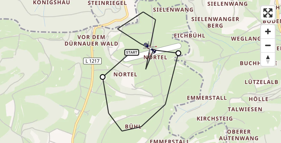 Flugroute Polizeihubschrauber Gruibingen-Nortel Flugplatz - Gruibingen-Nortel Flugplatz, 01 September 2026, 11:37