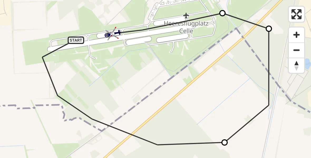 Flugroute Polizeihubschrauber Celle Army Flugplatz - Celle Army Flugplatz, 01 September 2026, 11:37