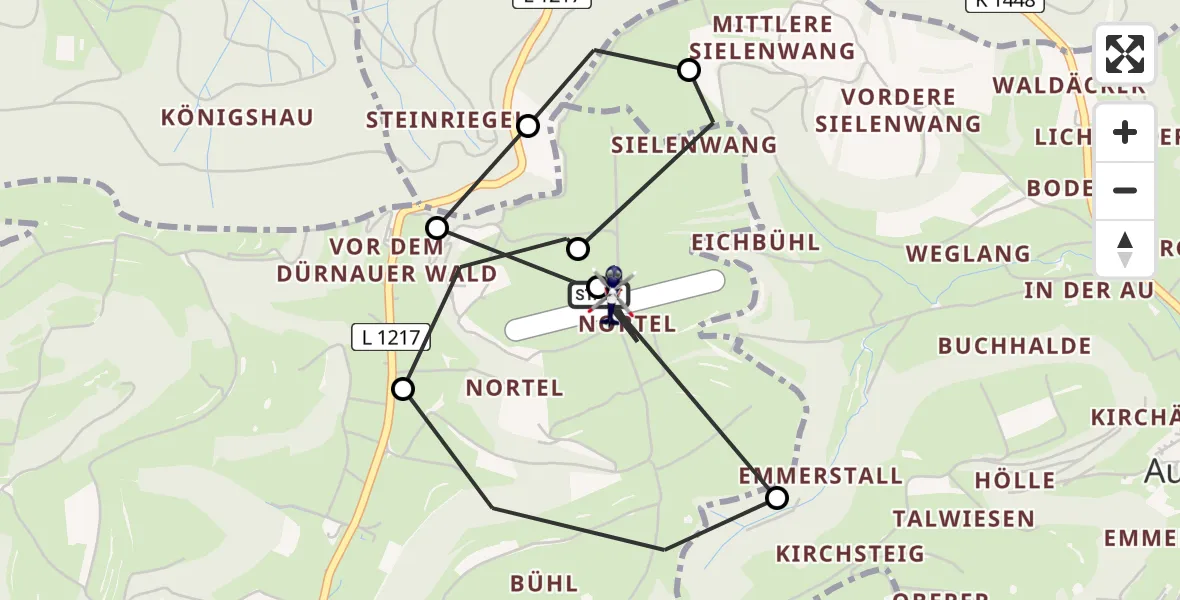 Flugroute Polizeihubschrauber Gruibingen-Nortel Flugplatz - Gruibingen-Nortel Flugplatz, 01 September 2026, 11:46