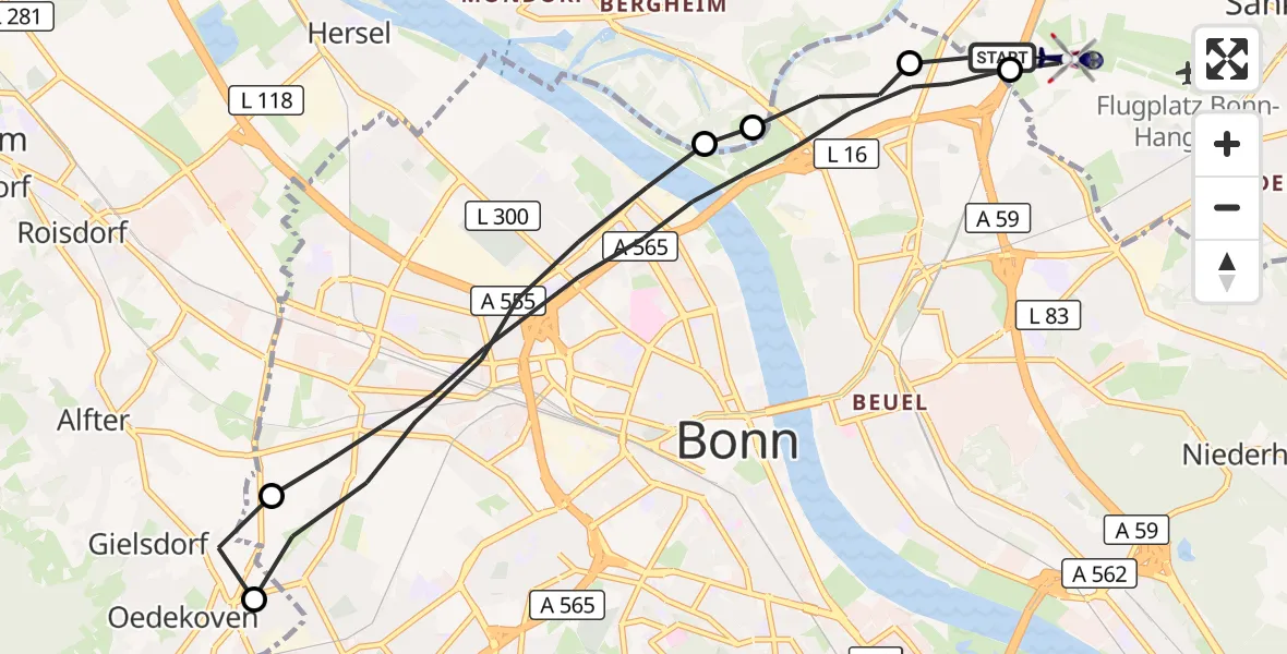 Flugroute Polizeihubschrauber Sankt Augustin - Sankt Augustin, 01 September 2026, 11:50