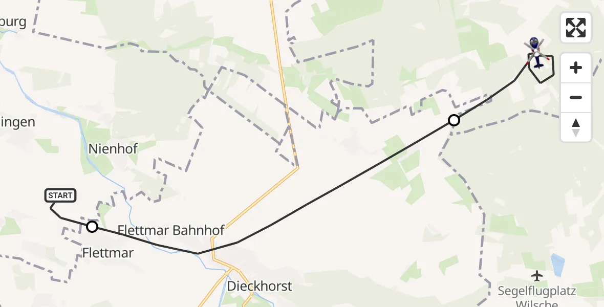 Flugroute Polizeihubschrauber Langlingen - Ummern, 01 September 2026, 11:57
