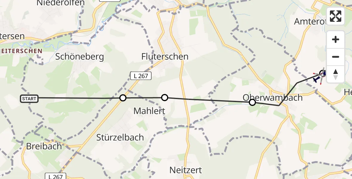 Flugroute Polizeihubschrauber Schöneberg - Gieleroth, 01 September 2026, 12:06
