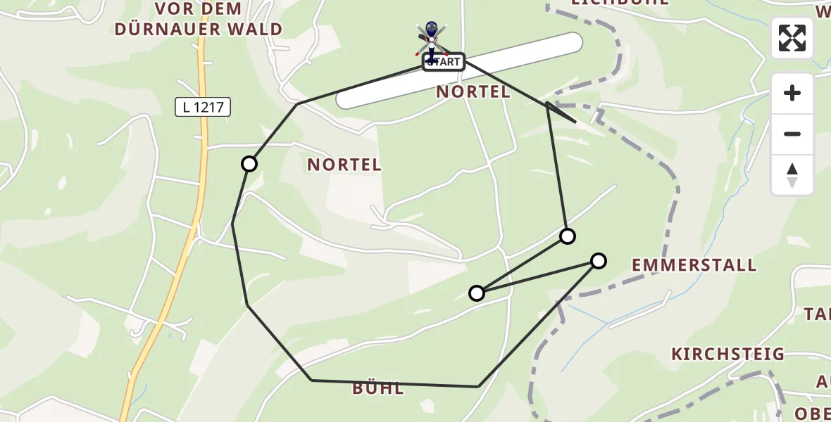 Flugroute Polizeihubschrauber Gruibingen-Nortel Flugplatz - Gruibingen-Nortel Flugplatz, 01 September 2026, 12:09