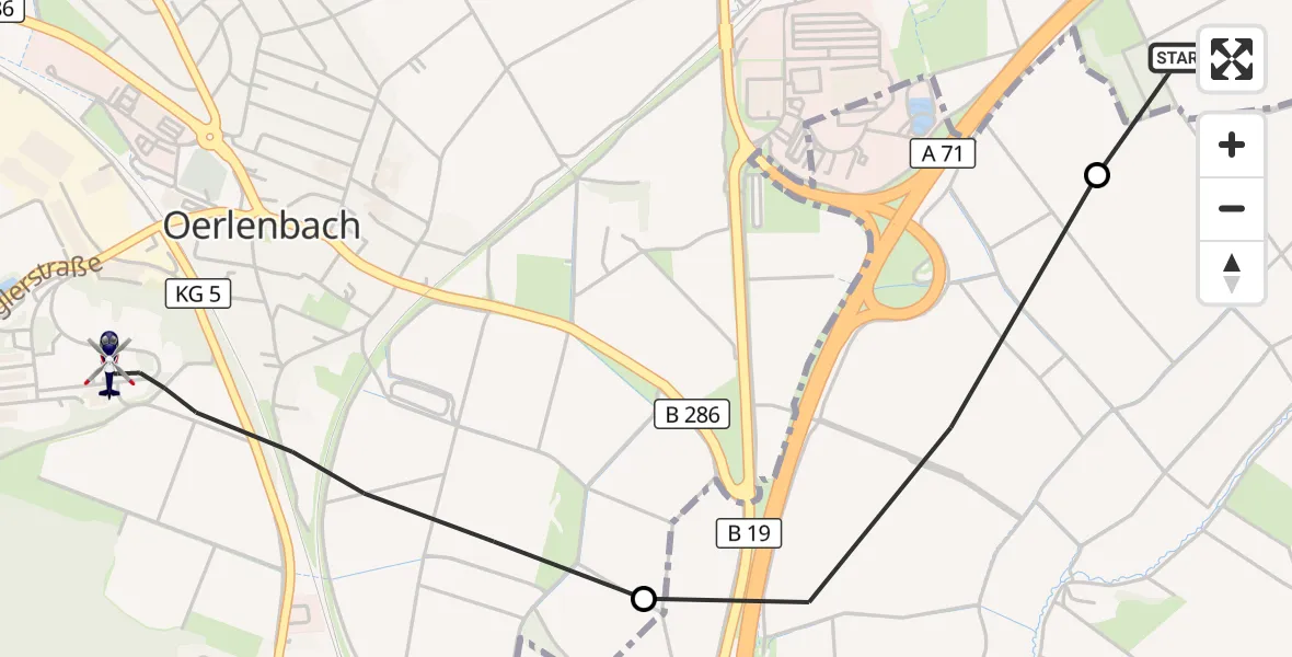 Flugroute Polizeihubschrauber Oerlenbach - Oerlenbach, 01 September 2026, 12:10