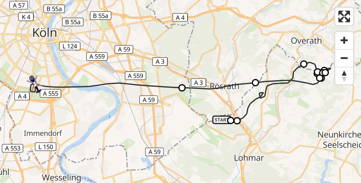 Flugroute Polizeihubschrauber Köln Bonn Flughafen - Köln, 01 September 2026, 12:12