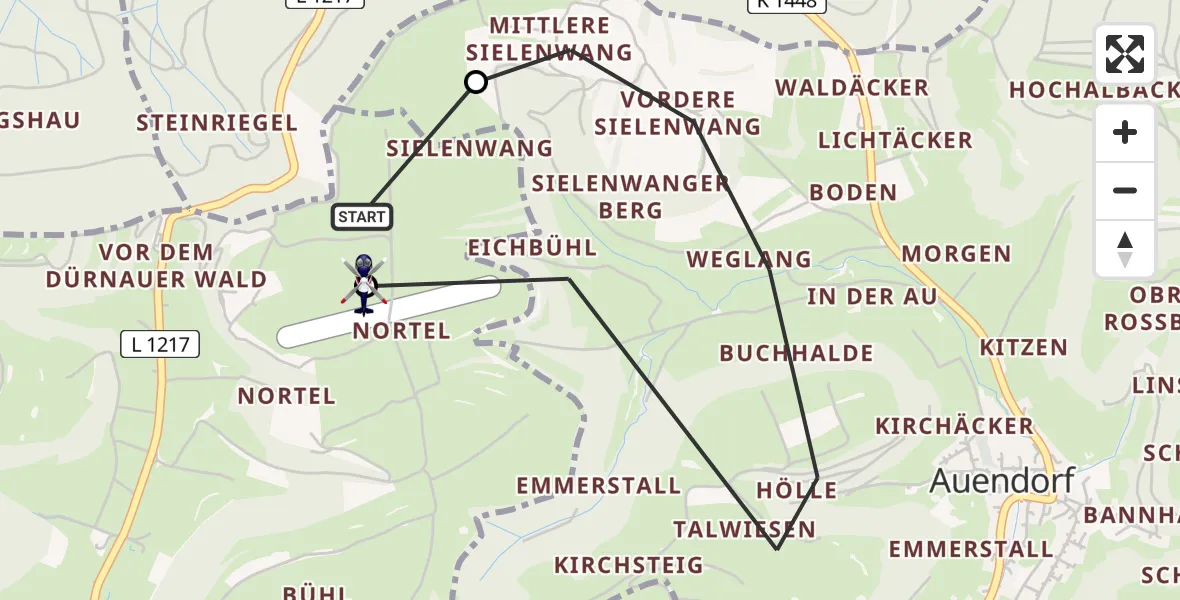 Flugroute Polizeihubschrauber Gruibingen-Nortel Flugplatz - Gruibingen-Nortel Flugplatz, 01 September 2026, 12:17