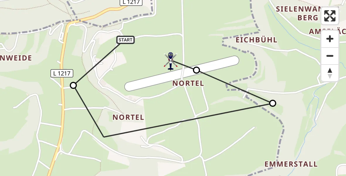 Flugroute Polizeihubschrauber Gruibingen-Nortel Flugplatz - Gruibingen-Nortel Flugplatz, 01 September 2026, 12:23
