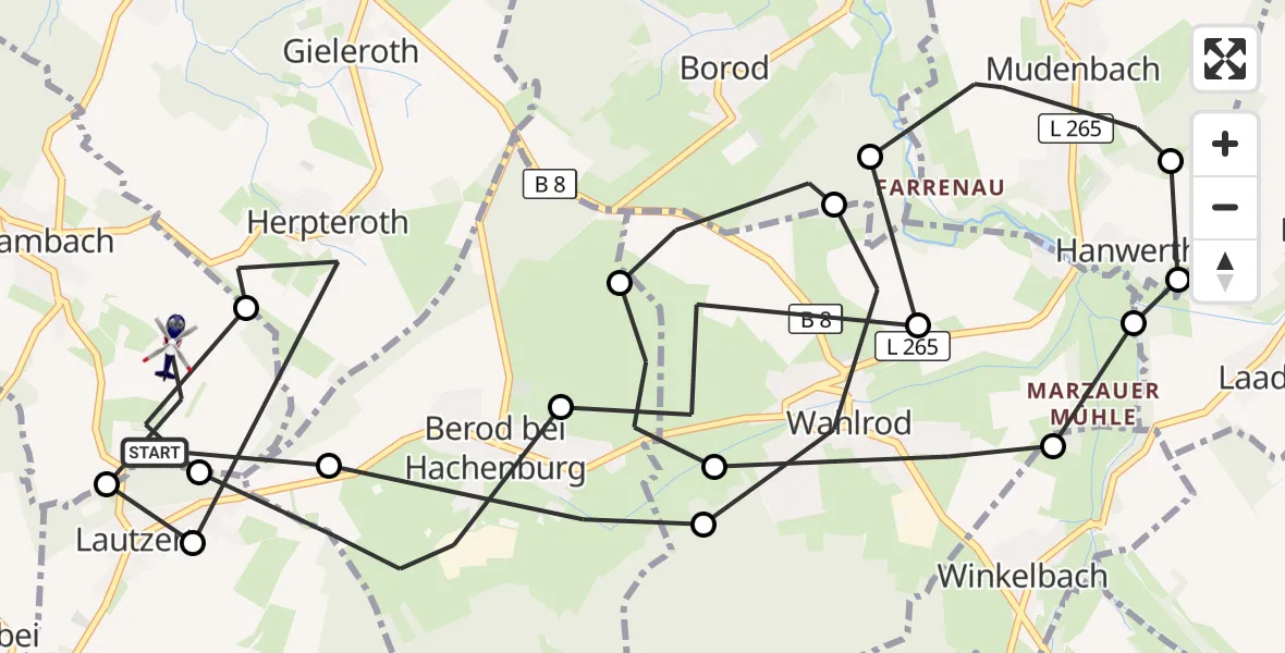 Flugroute Polizeihubschrauber Oberwambach - Oberwambach, 01 September 2026, 12:26