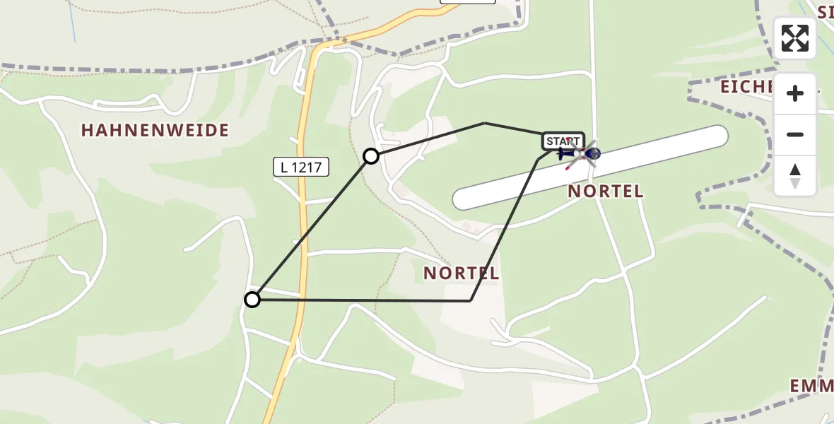 Flugroute Polizeihubschrauber Gruibingen-Nortel Flugplatz - Gruibingen-Nortel Flugplatz, 01 September 2026, 12:27