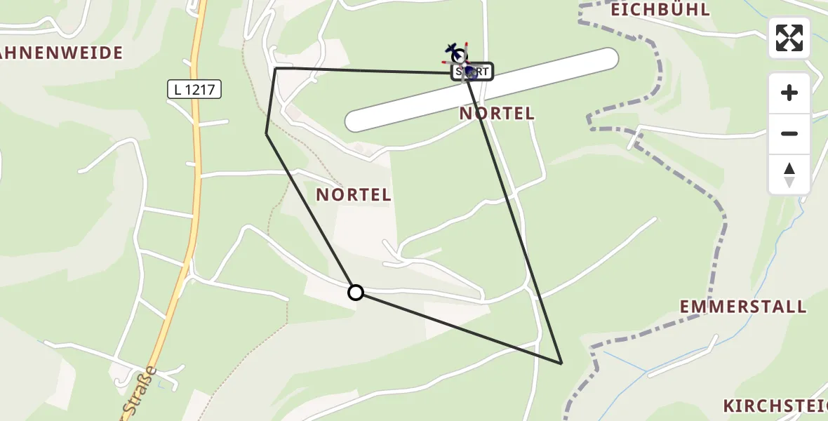 Flugroute Polizeihubschrauber Gruibingen-Nortel Flugplatz - Gruibingen-Nortel Flugplatz, 01 September 2026, 12:34
