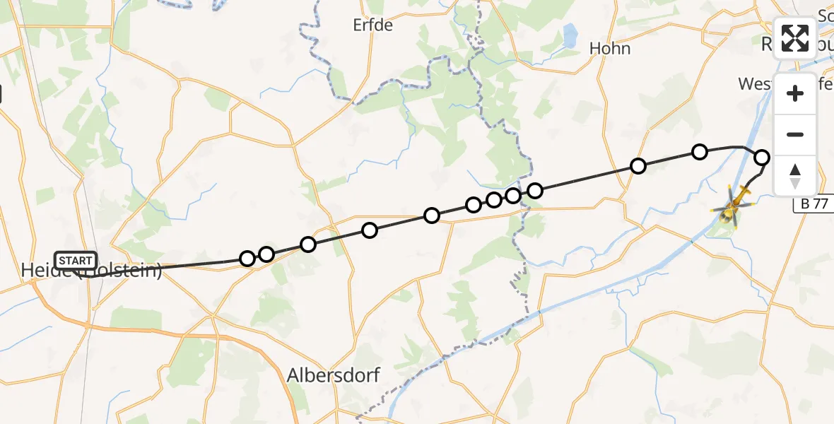 Flugroute Ambulanzhubschrauber Heide - Hörsten, 01 September 2026, 12:50