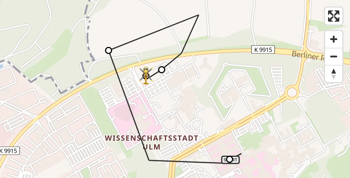 Flugroute Rettungshubschrauber Ulm Military Hospital Emergency - ADAC Air Rescue Station Ulm (Christoph 22), 01 September 2026, 13:30